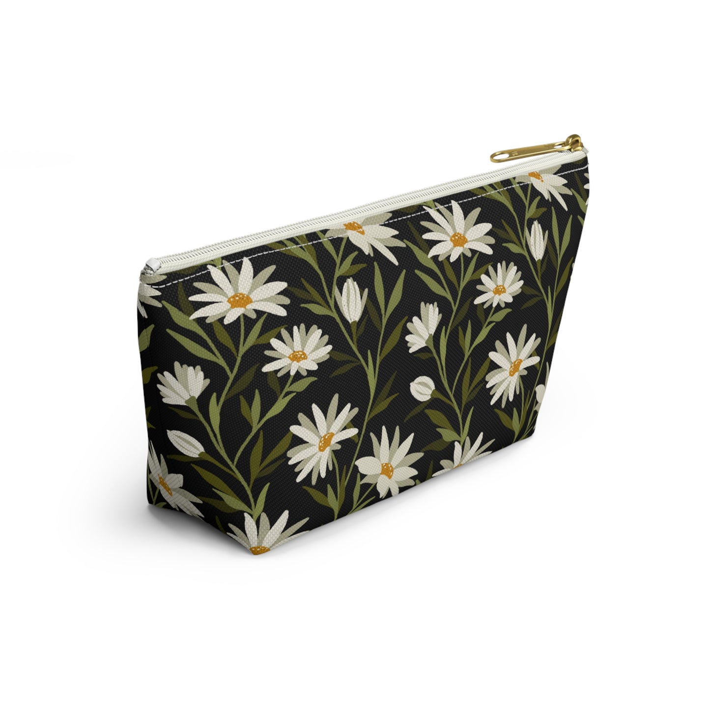 Zipper Pouch - Flowy Florals - black and white