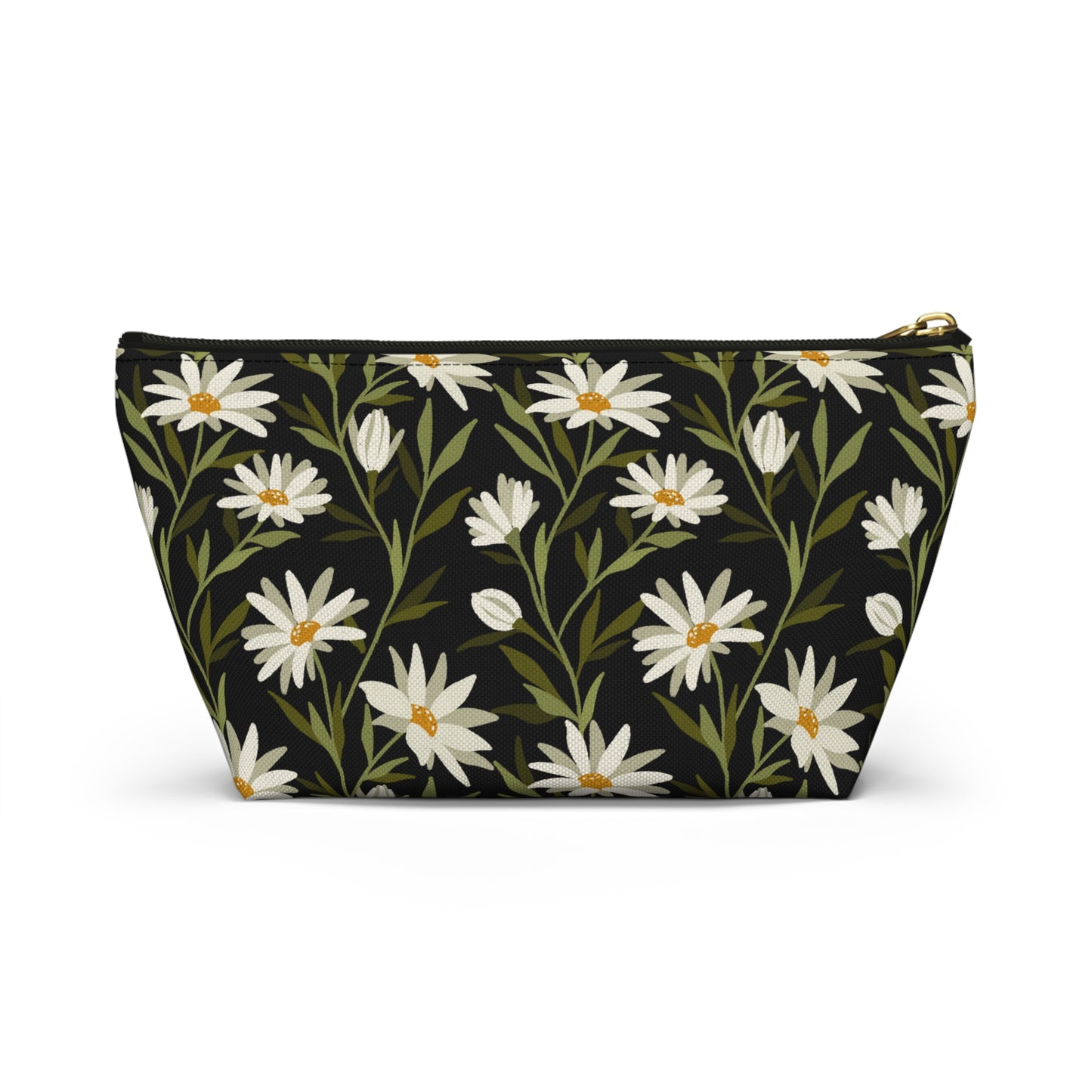 Zipper Pouch - Flowy Florals - black and white