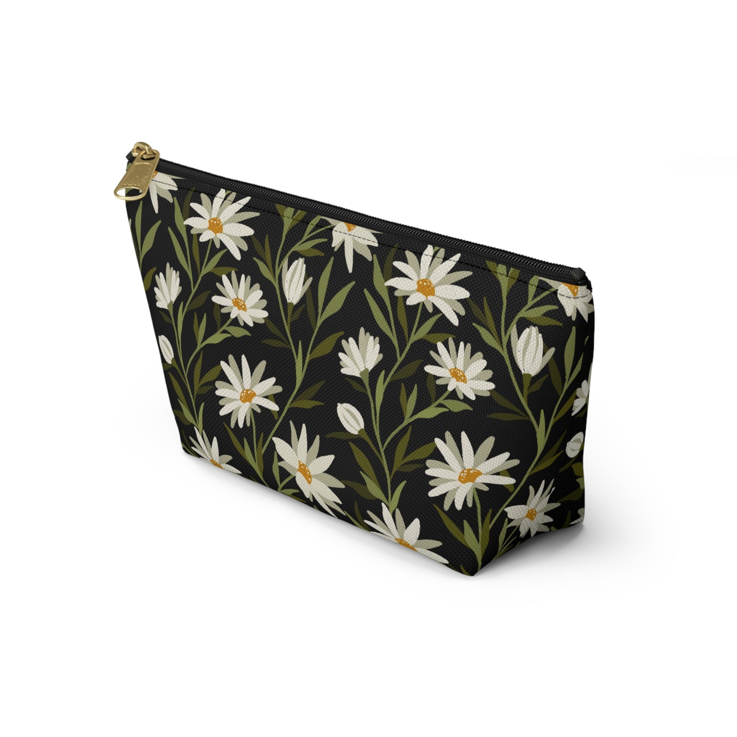 Zipper Pouch - Flowy Florals - black and white