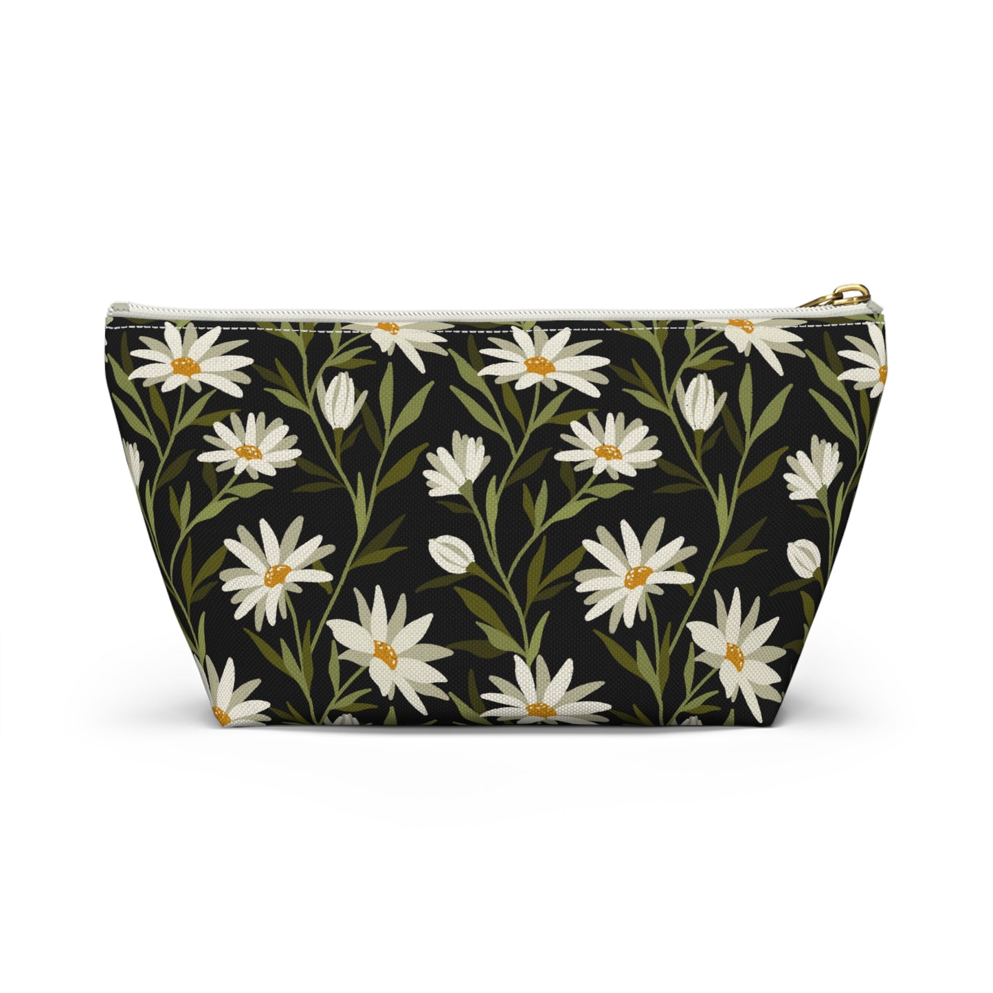 Zipper Pouch - Flowy Florals - black and white