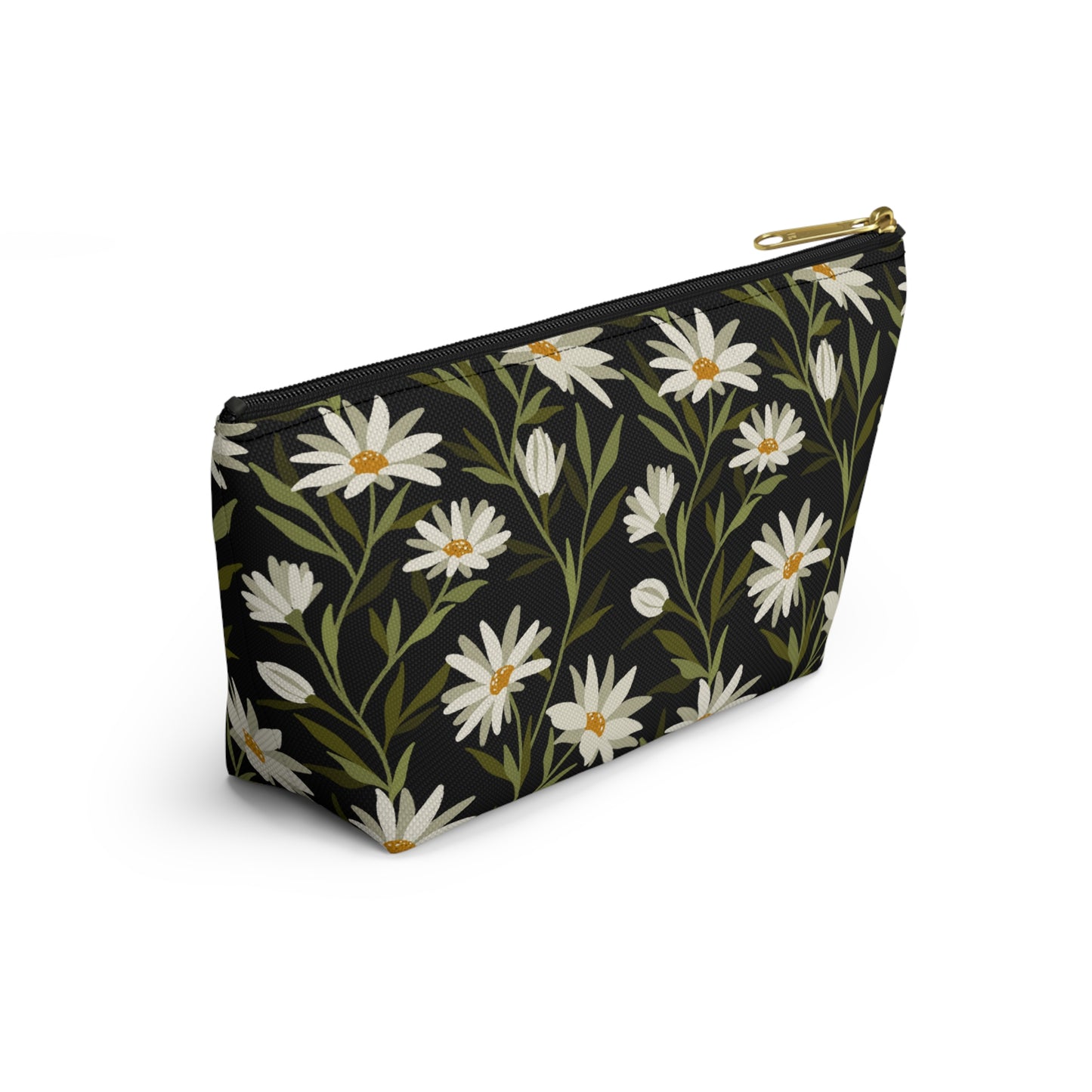 Zipper Pouch - Flowy Florals - black and white