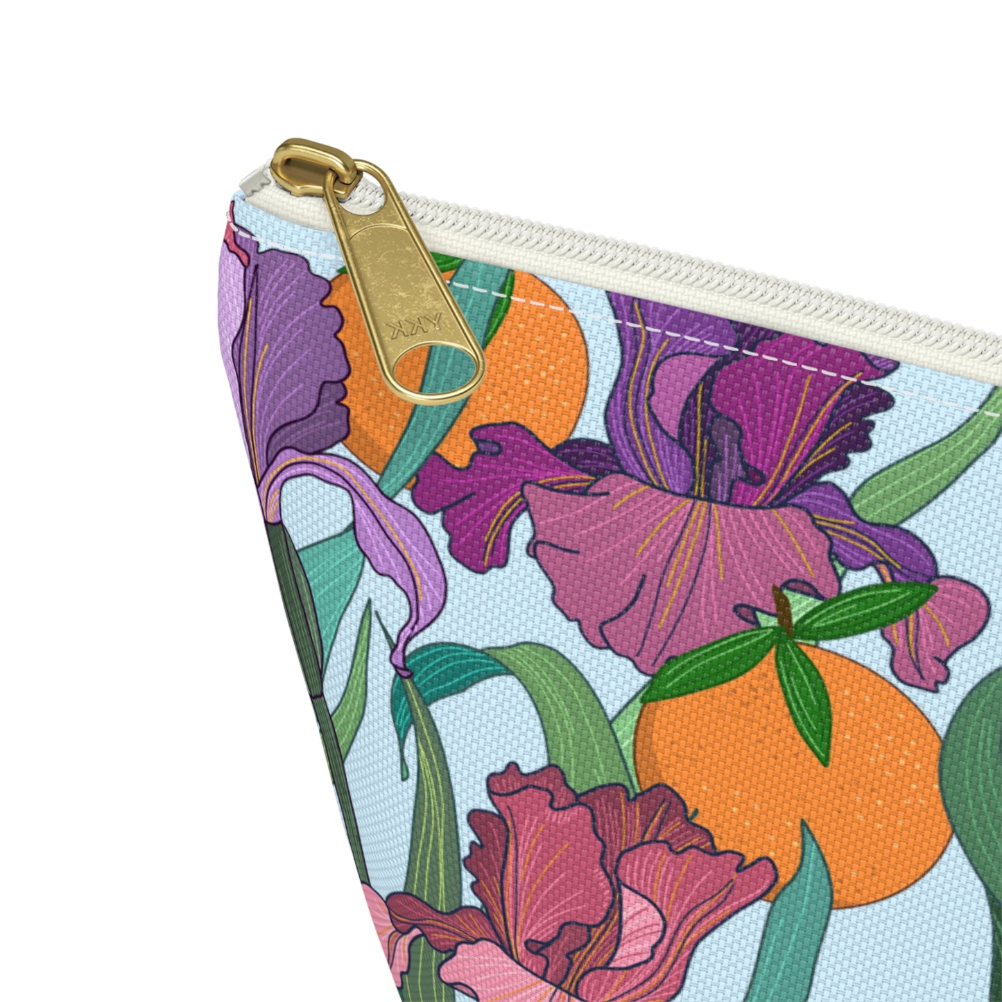 Zipper Pouch - Irises and Oranges