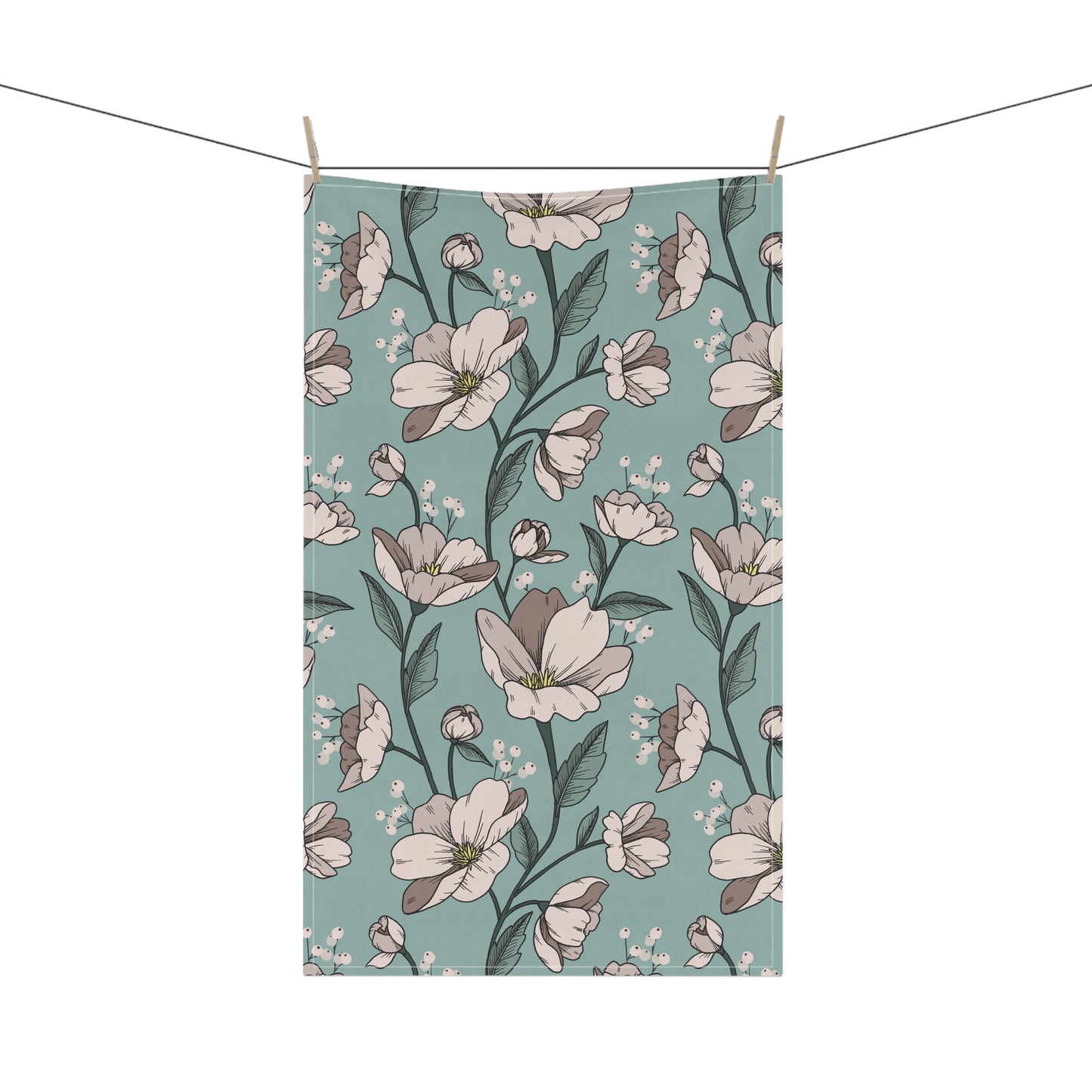 Tea Towel - Loose Florals - Blue and Pink