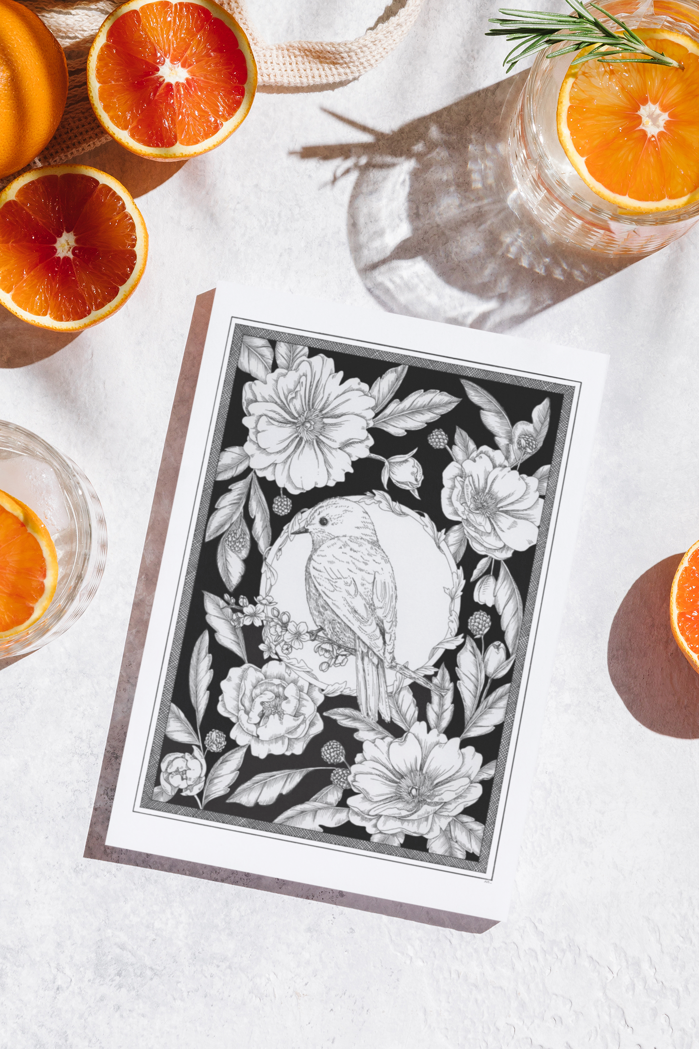 Art Print - Floral Bird - 8"x10"