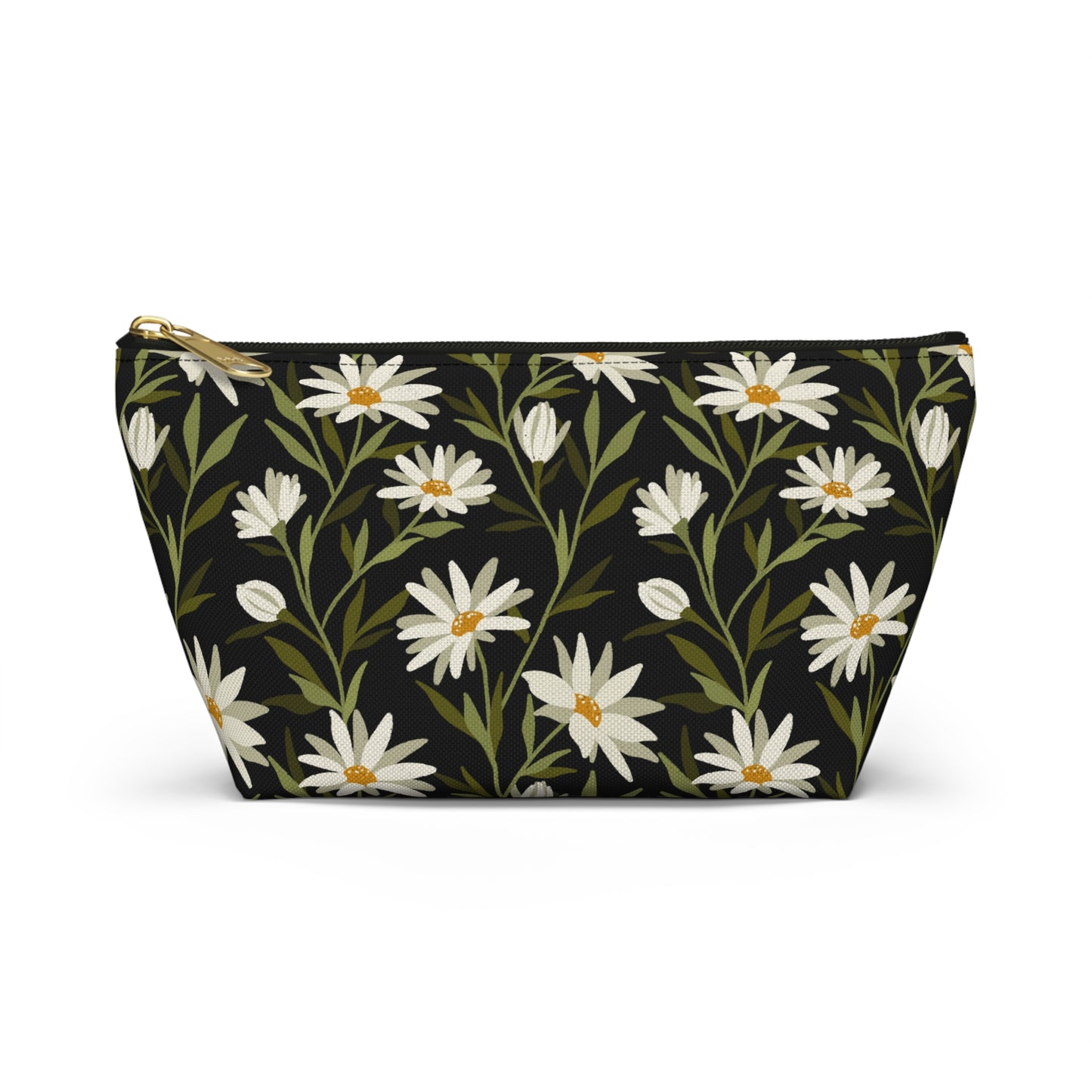 Zipper Pouch - Flowy Florals - black and white
