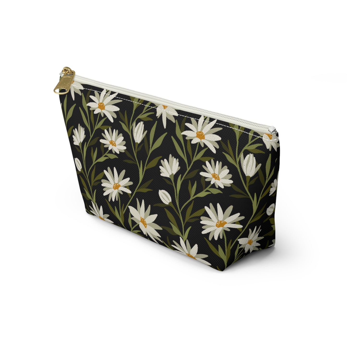Zipper Pouch - Flowy Florals - black and white