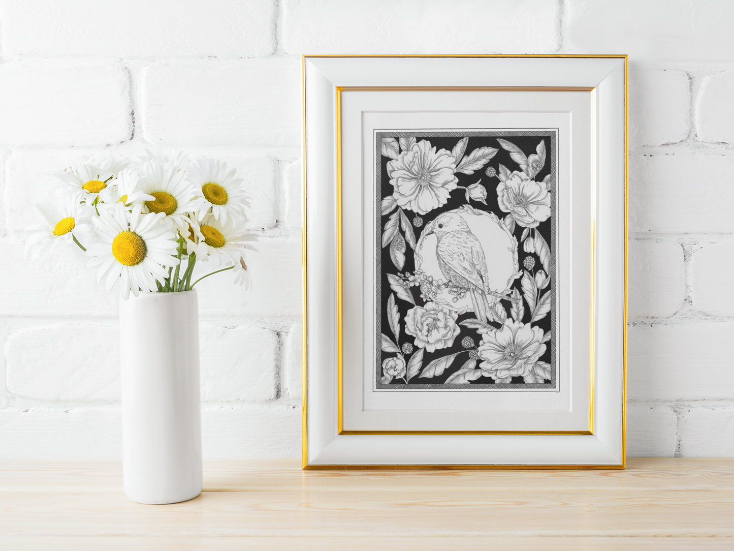 Art Print - Floral Bird - 8"x10"