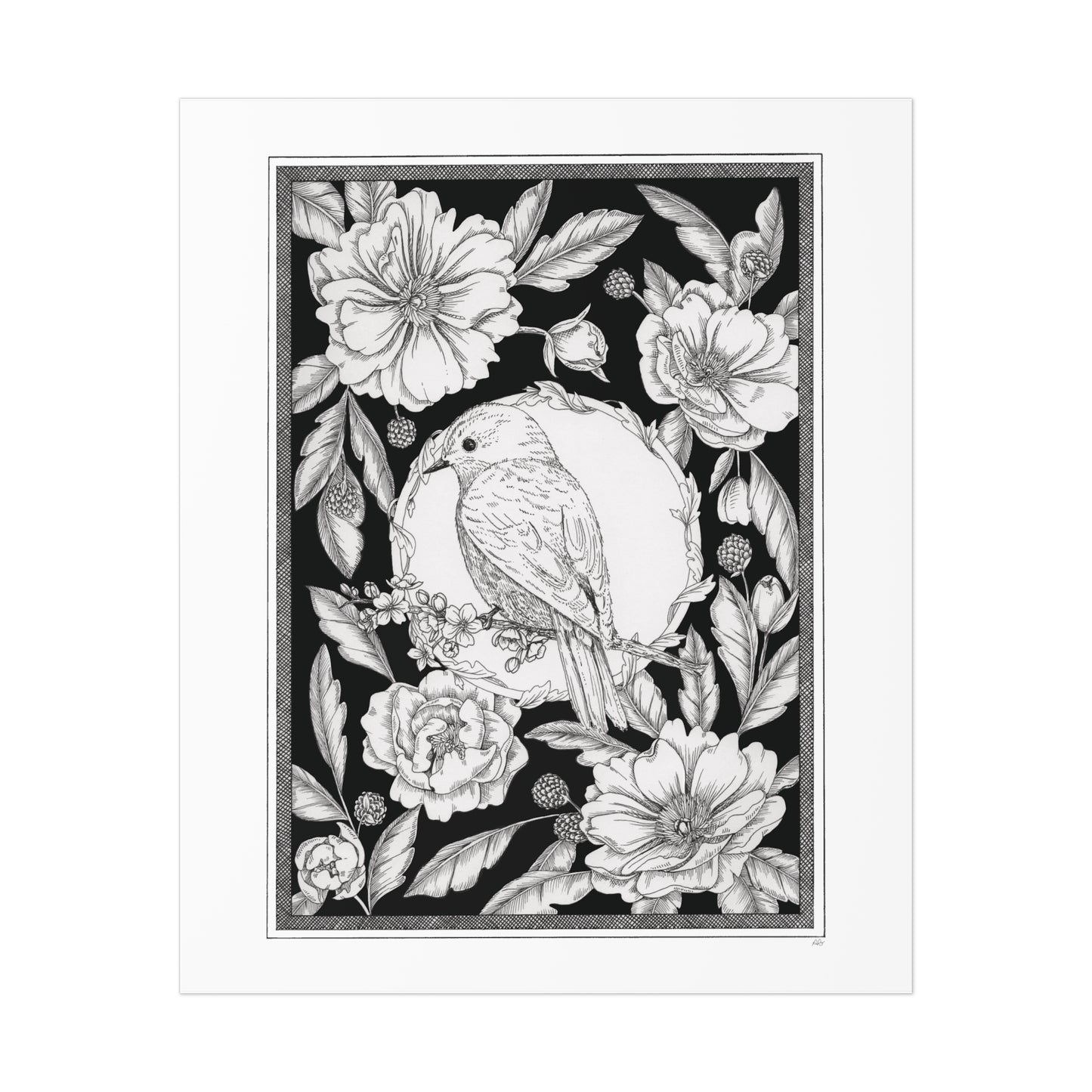 Art Print - Floral Bird - 8"x10"