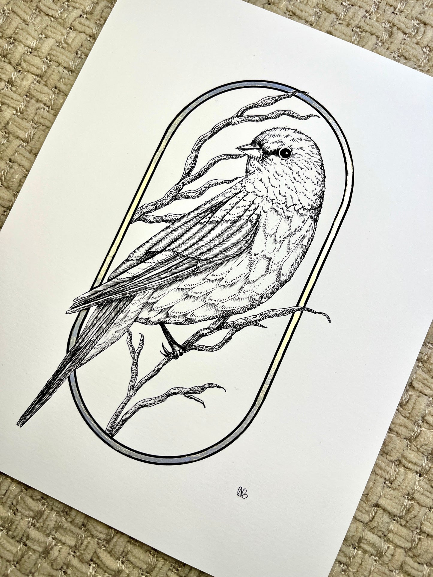 Art Print - Metallic - Bird on Branch