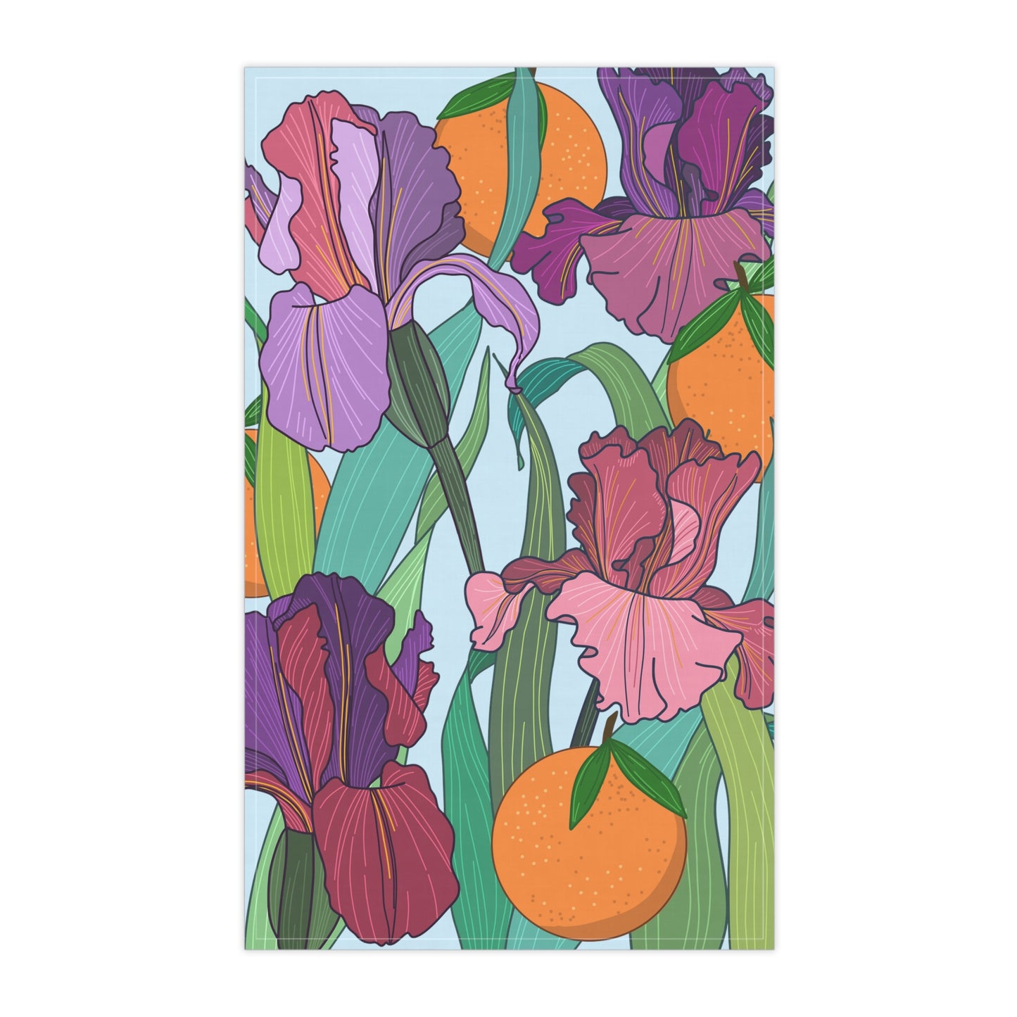 Tea Towel - Irises and Oranges