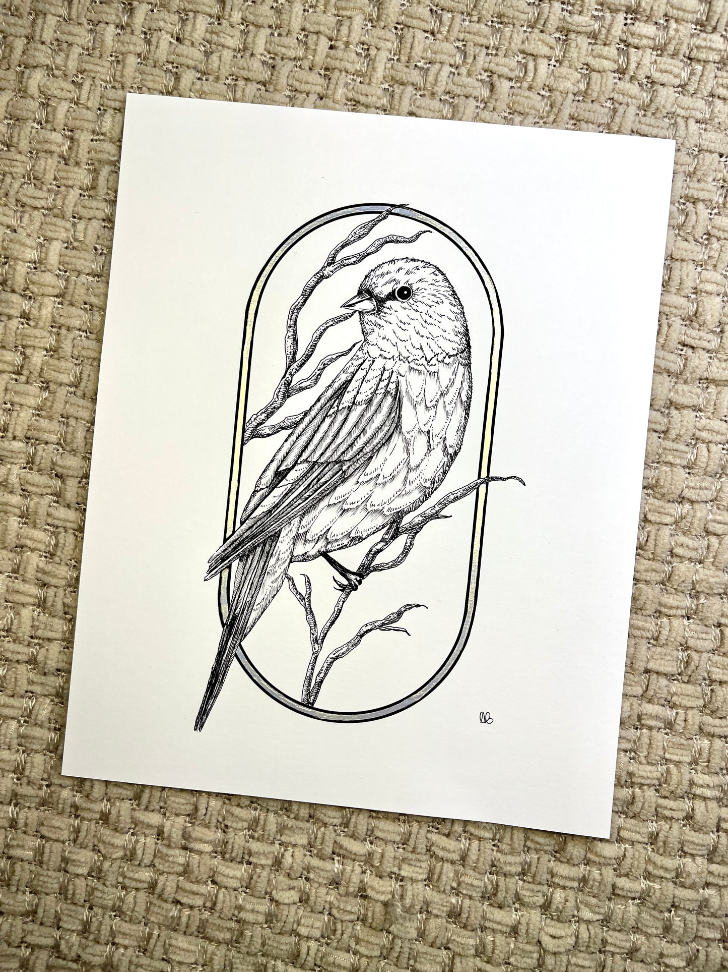Art Print - Metallic - Bird on Branch