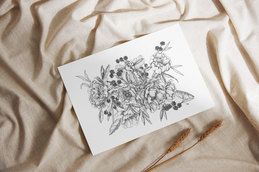 Art Print - Berry Bouquet - 10"x8"